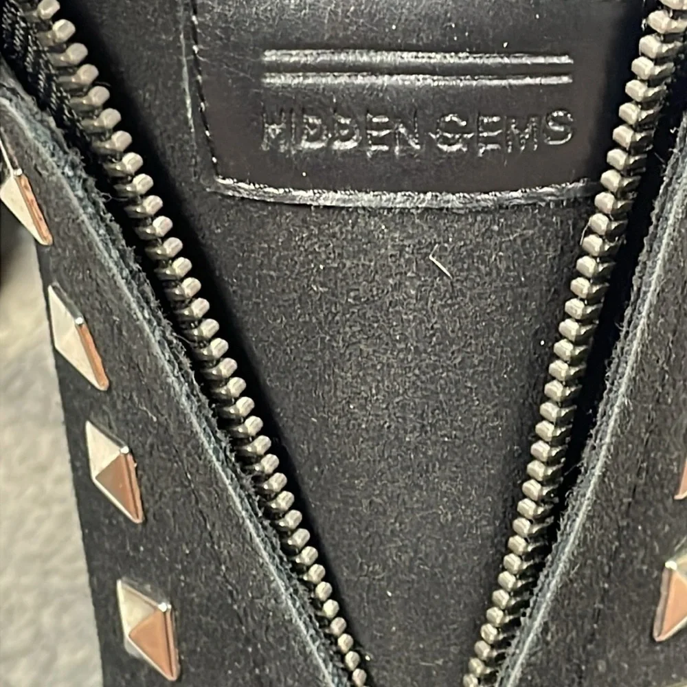 New Hidden Gems Rockstud Riot Combat Ankle Boots Black Goth Emo Sz 13